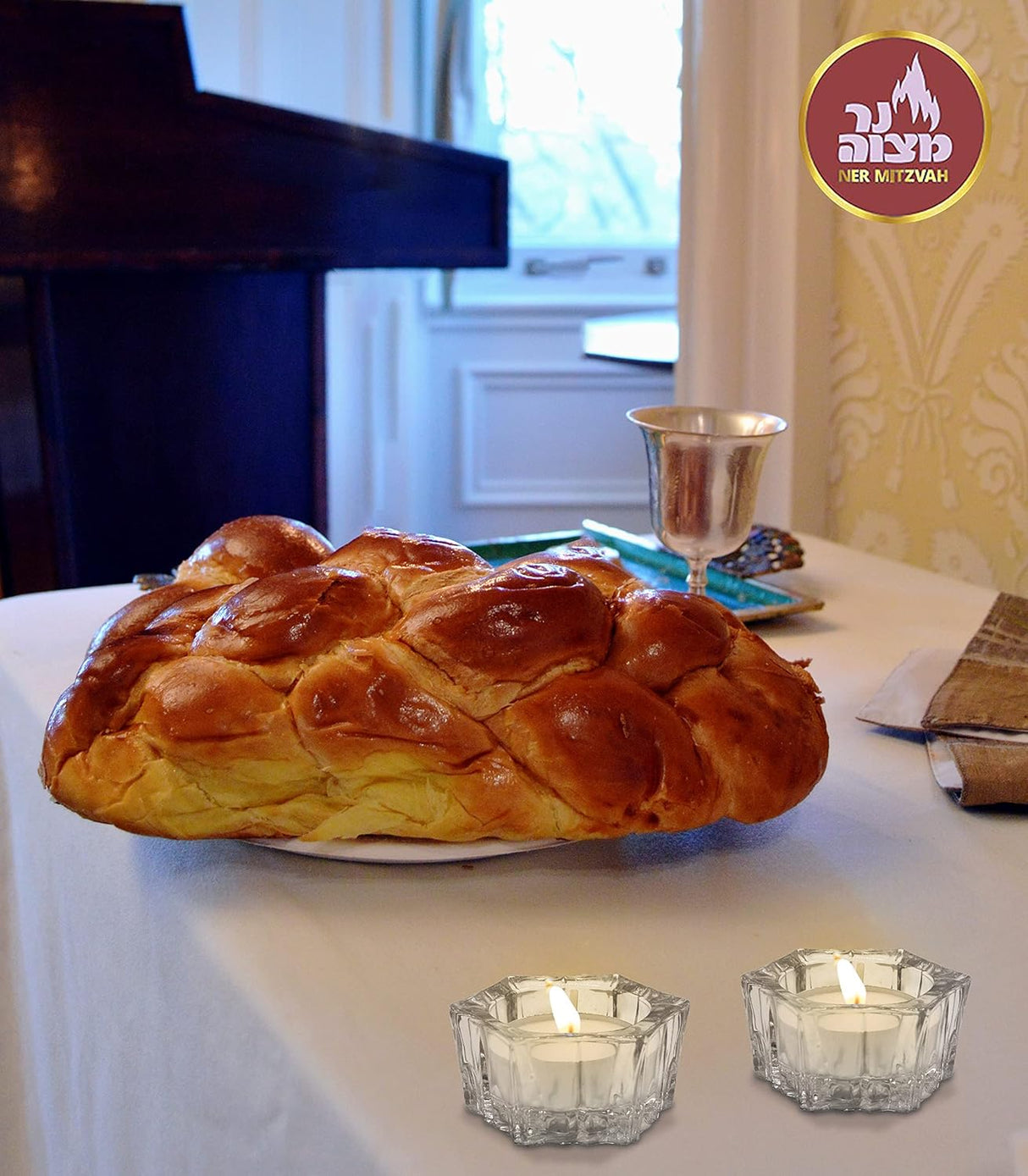 Ner Mitvah Crystal Tealight Glass 2 Pack