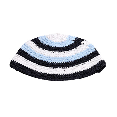 Frik Kippah 22 Cm- Blue, Blue And Black Stripes