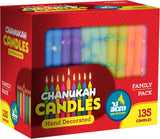 Colorful Decorated Hanukkah Candles – 135 Count Family Pack