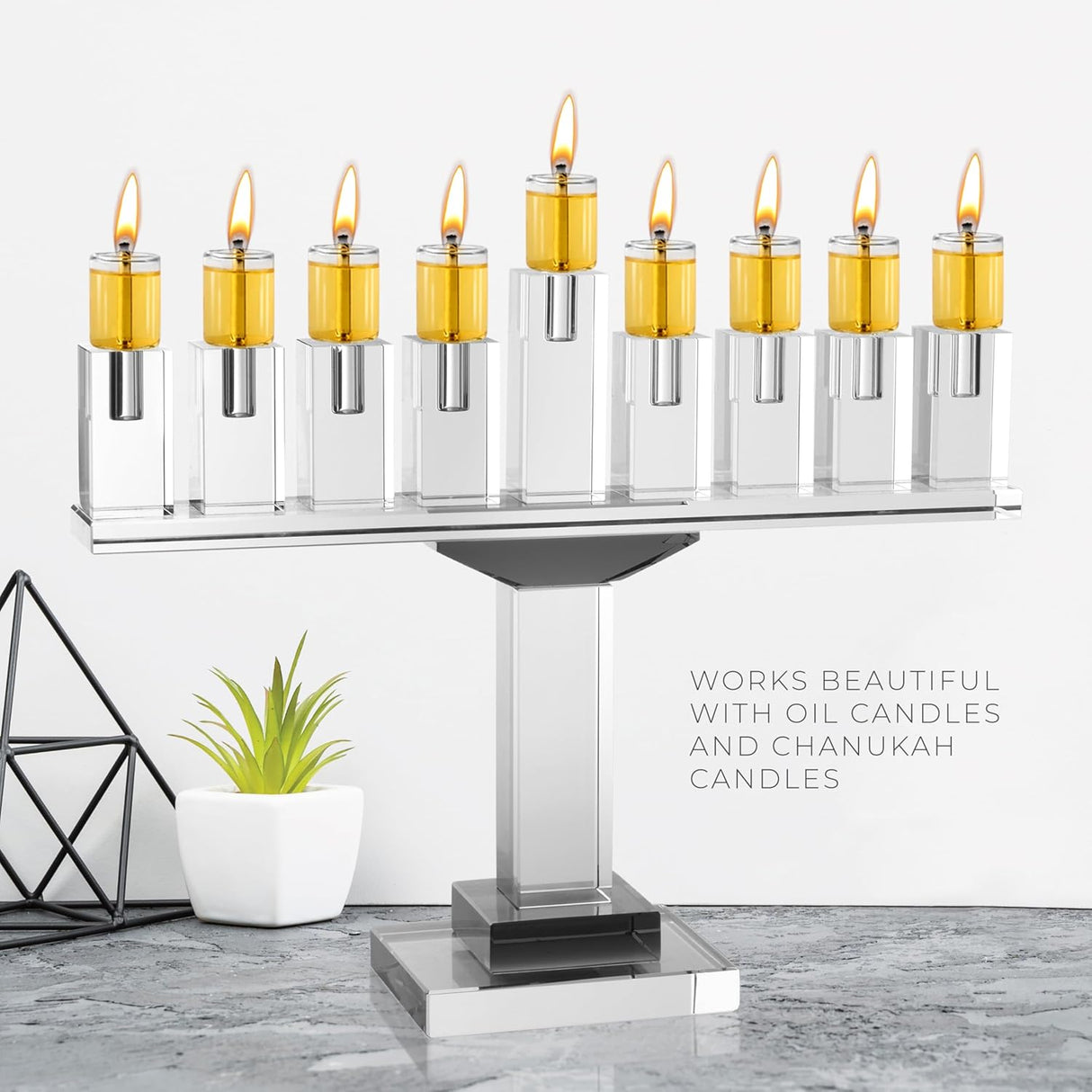 Crystal Glass Menorah - Gray