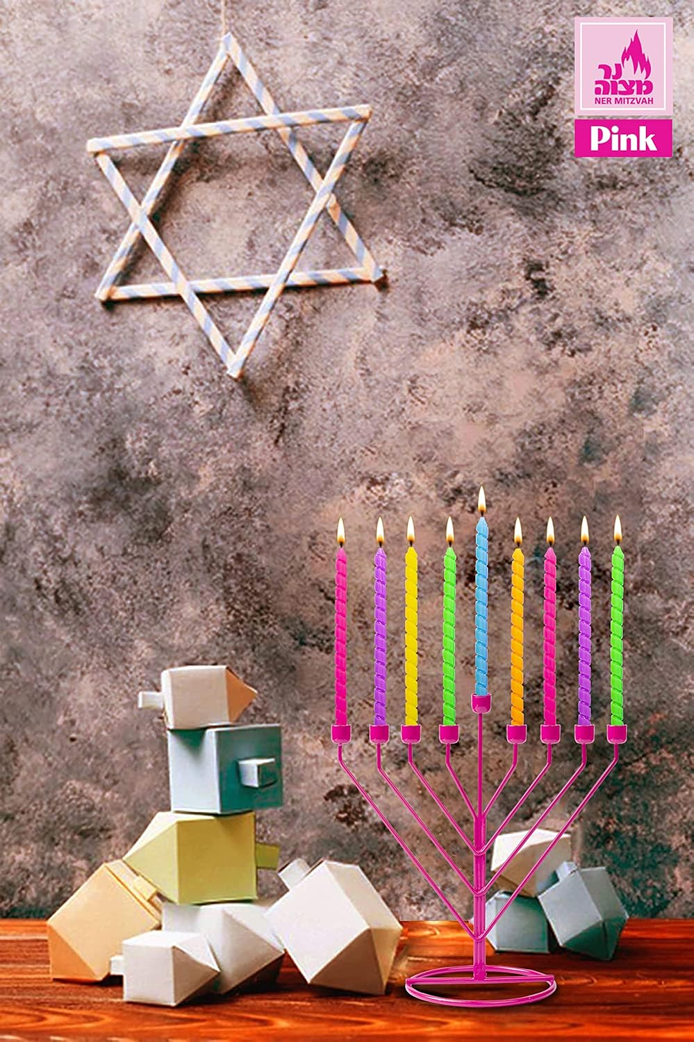 Pink Rambam Wire Menorah