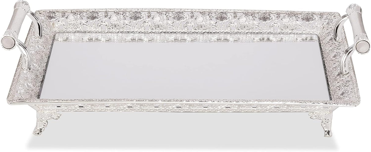 Ner Mitzvah Sliver Plated Glass Tray 60X40cm