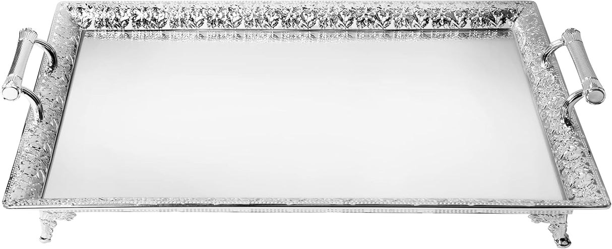 Ner Mitzvah Sliver Plated Glass Tray 60X40cm
