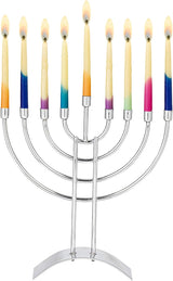 Steel Menorah by Rite Lite | Modern & Luxurious Shiny Silver Finish Menora