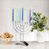Steel Menorah by Rite Lite | Modern & Luxurious Shiny Silver Finish Menora
