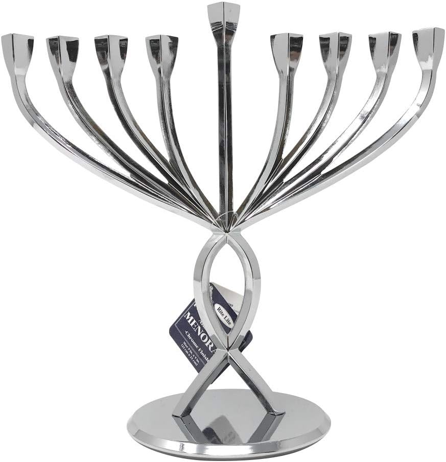 Rite Lite "Facets of Light" Aluminum Chanukah Menorah - Hanukkah Large Menorah