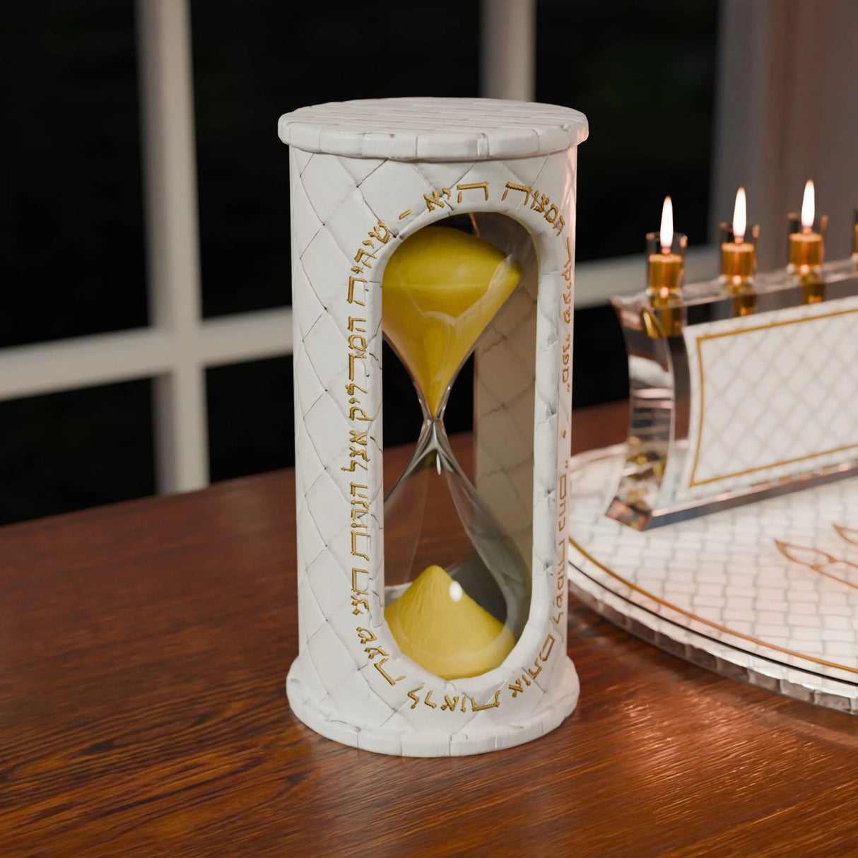 Woven Leatherite Sand Timer - gold
