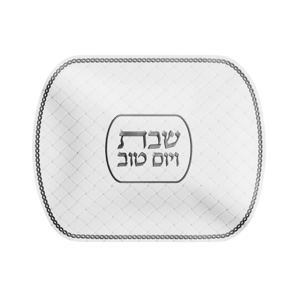 Woven Leatherite Challah Cover - silver