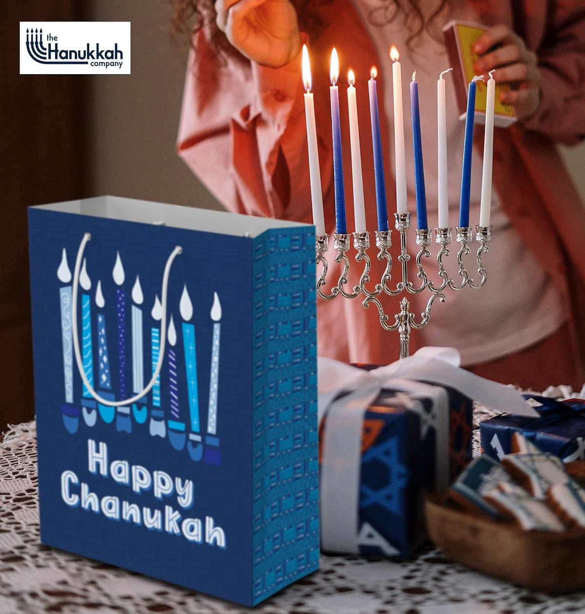 4 Chanukah Gift Bags with Assorted Hannukah Designs