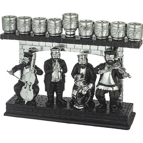 Polyresin Menorah with Hassidic Figurine 16X22 cm