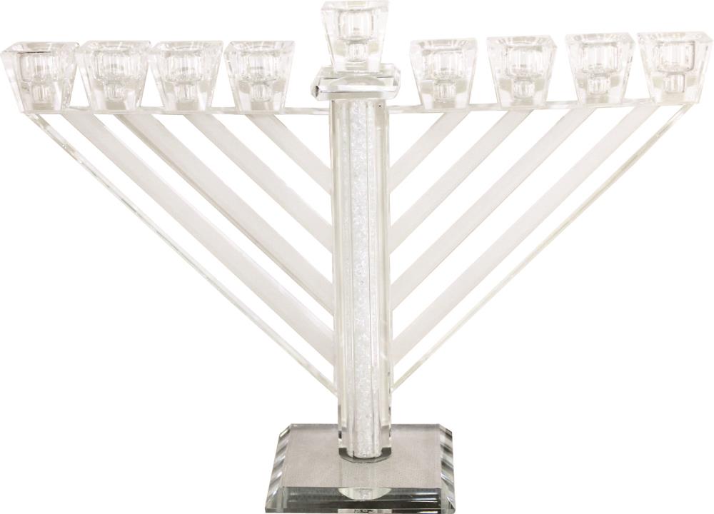 Crystal Menorah 21cm- Chabad Inlaid With Stones