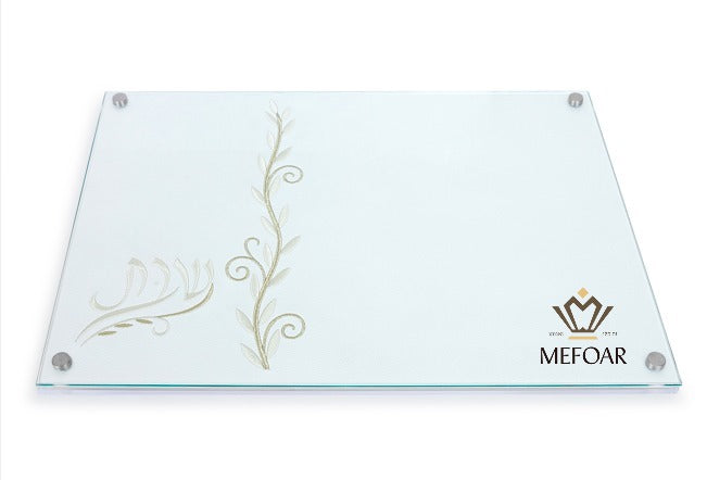 Acrylic Challa Board Tray- GOLD 16" x 10.8"  - Leatherette Insert - FEUILLE COLLECTION