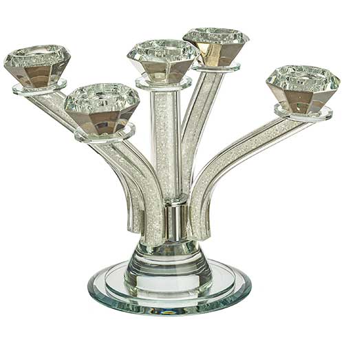 Crystal Candlesticks 5 Branches 23 cm - Silver