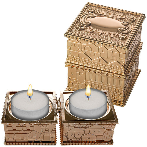 Metal Travel Size Candlesticks in a Box with cover 4X9 cm
