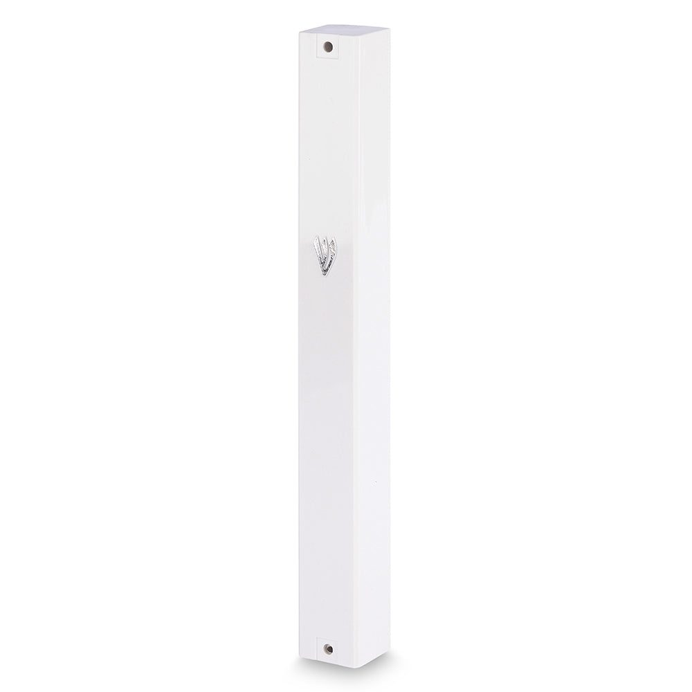 White Plastic Mezuzah with Rubber Cork 15 cm