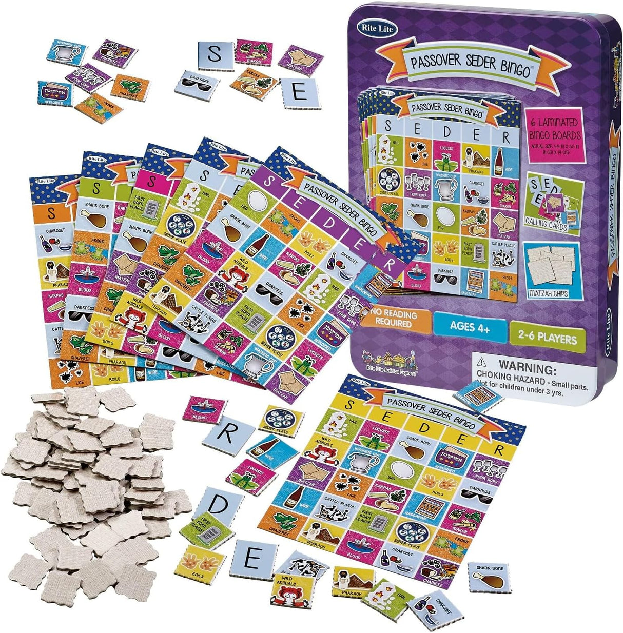 bingo PASSOVER SEDER GAME, 6 BOARDS, COLLECTIBLE TIN