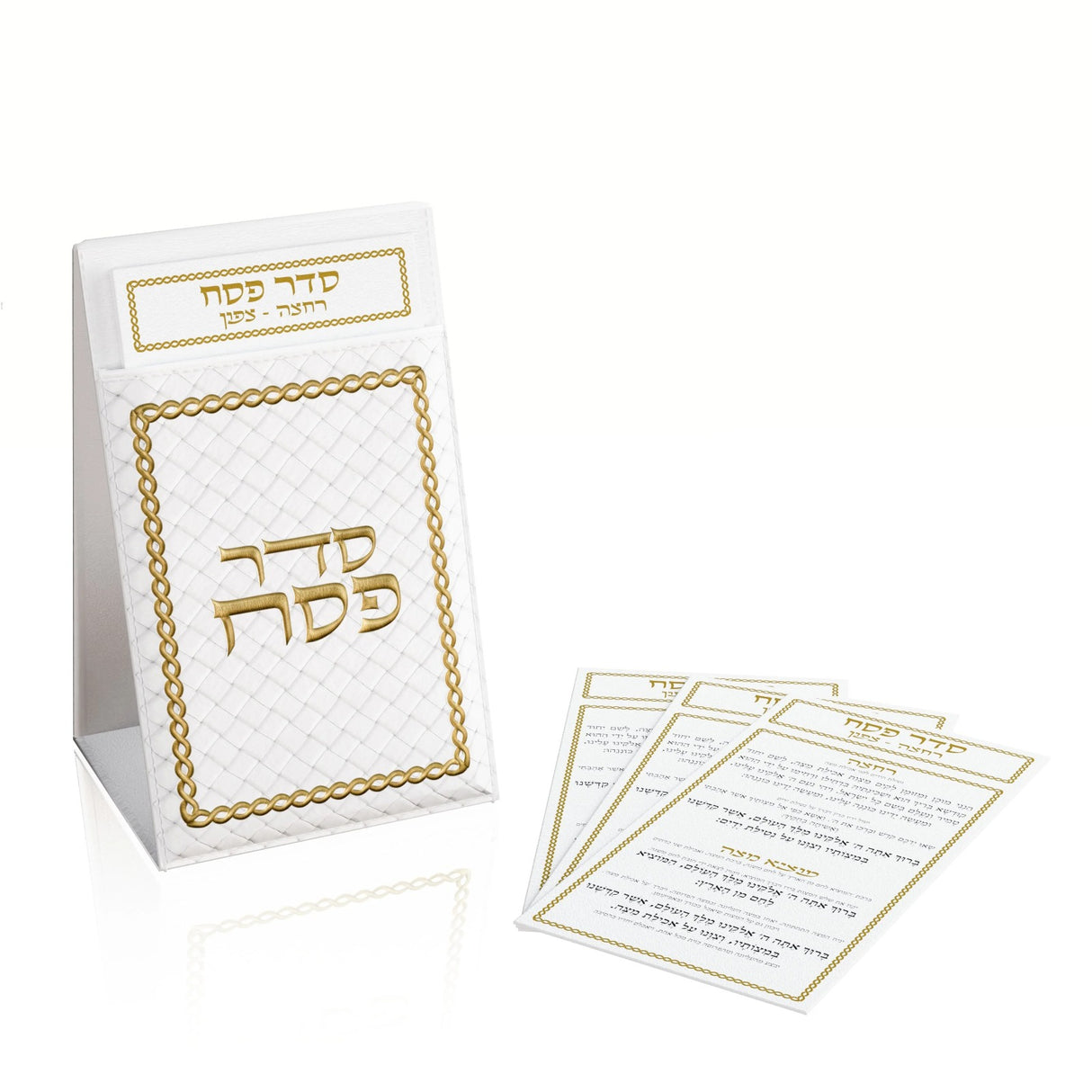 Classic Woven Leather Motzei Matzah Card Pouch - gold