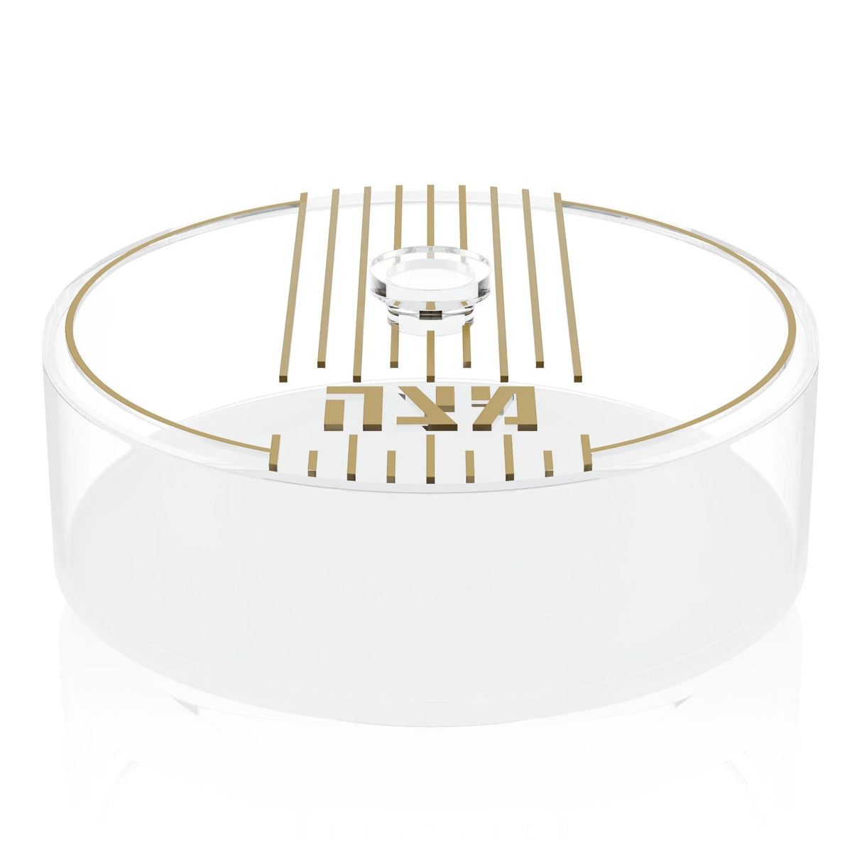 Linear Round Matzah Box - gold