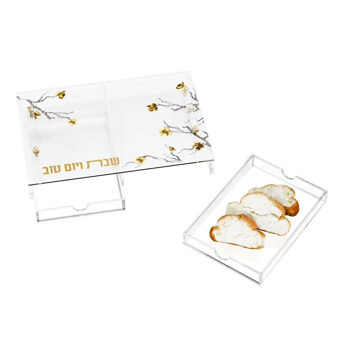 Golden Branch Challah Board with Tray