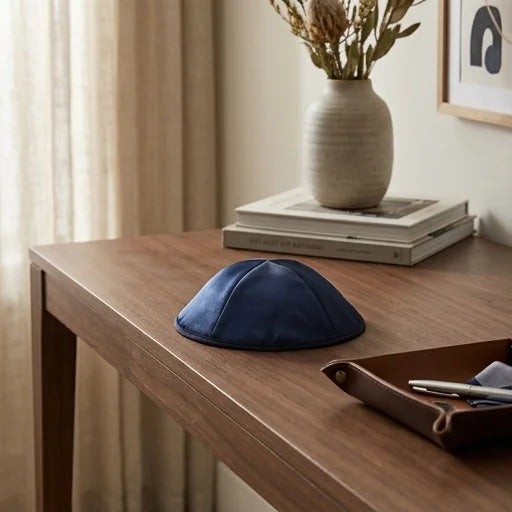 Satin Kippah 20cm- Dark Blue