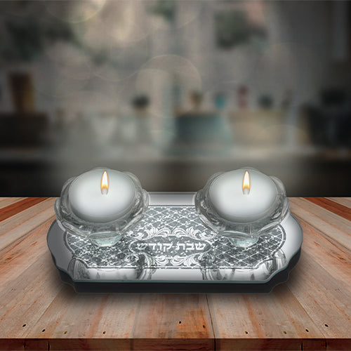 Glass Candlesticks with Stones 20*9.5 cm- Ornaments