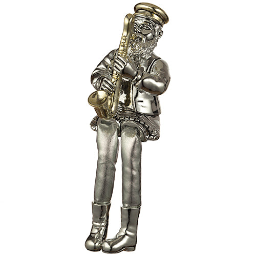 Polymer Sitting Hassidic Figurine With Black Cloth Legs 26 Cm - Saxophone Player