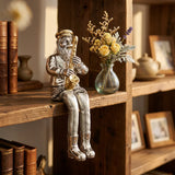 Polymer Sitting Hassidic Figurine With Black Cloth Legs 26 Cm - Saxophone Player