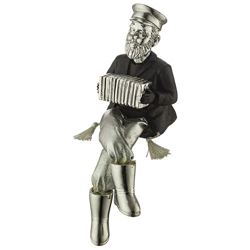 Polymer Kleizmer with Cloth Legs Playing Accordion 19 cm