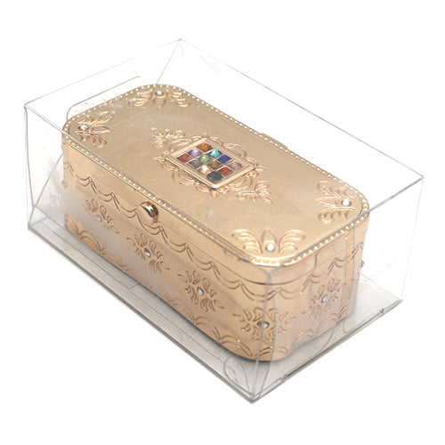 Metal Travel Size Candlesticks in a Box with Cover 3X9 cm Inlaid With Choshen Stones