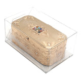 Metal Travel Size Candlesticks in a Box with Cover 3X9 cm Inlaid With Choshen Stones