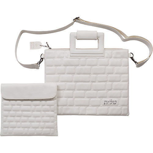 PU Leathere Fabric Talit & Tefilin Set 38*31 cm - White