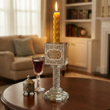 Crystal Havdalah Candle Holder 13 cm with Plaque