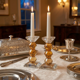 Pair of Crystal Elegant Candlesticks 10.5 cm