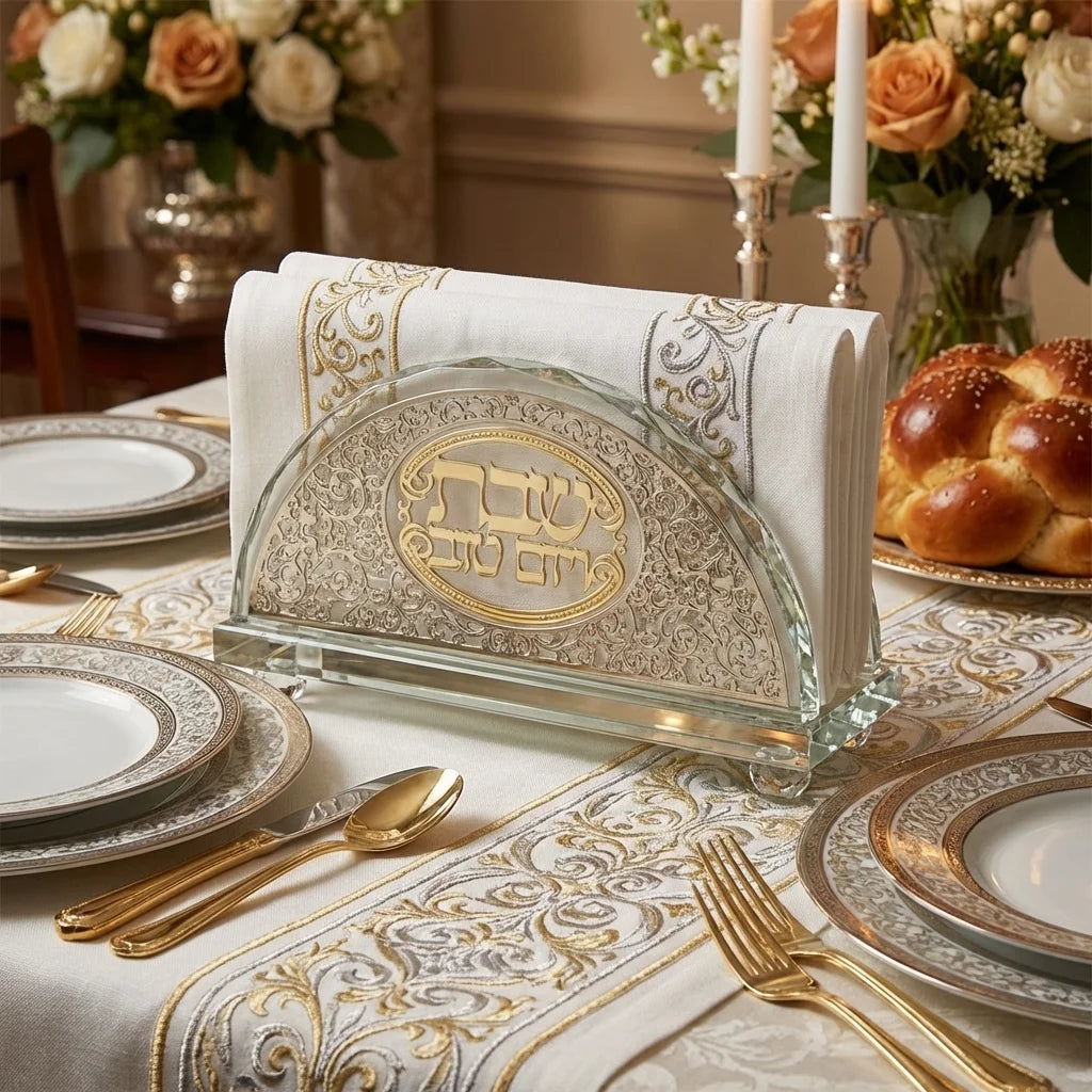 Crystal Napkin Holder with Metal Plate