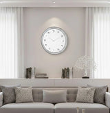 Woven Leatherite Wall Clock - silver
