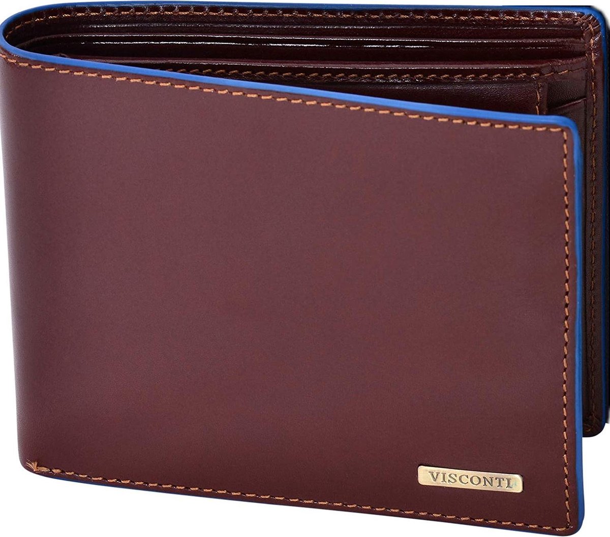 Visconti Men's Leather Wallet - Bilfold - Genuine Leather - RFID - Brown - Alps Collection