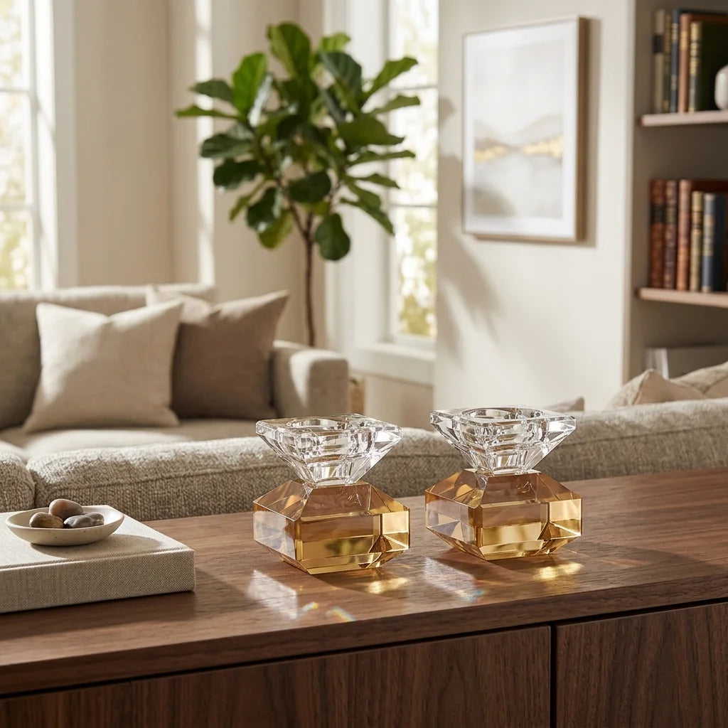 Pair of Crystal Elegant Candlesticks 7