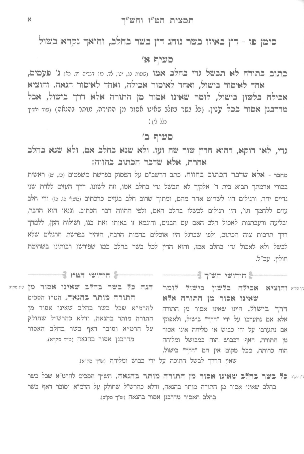 תמצית הט"ז והש"ך -הל' בשר בחלב