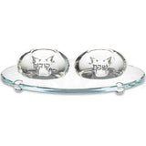 Crystal Elegant Candlesticks 4cm with Crystal Tray 24cm