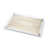 Glass Challah Tray 42*29 cm - Gold, Striped