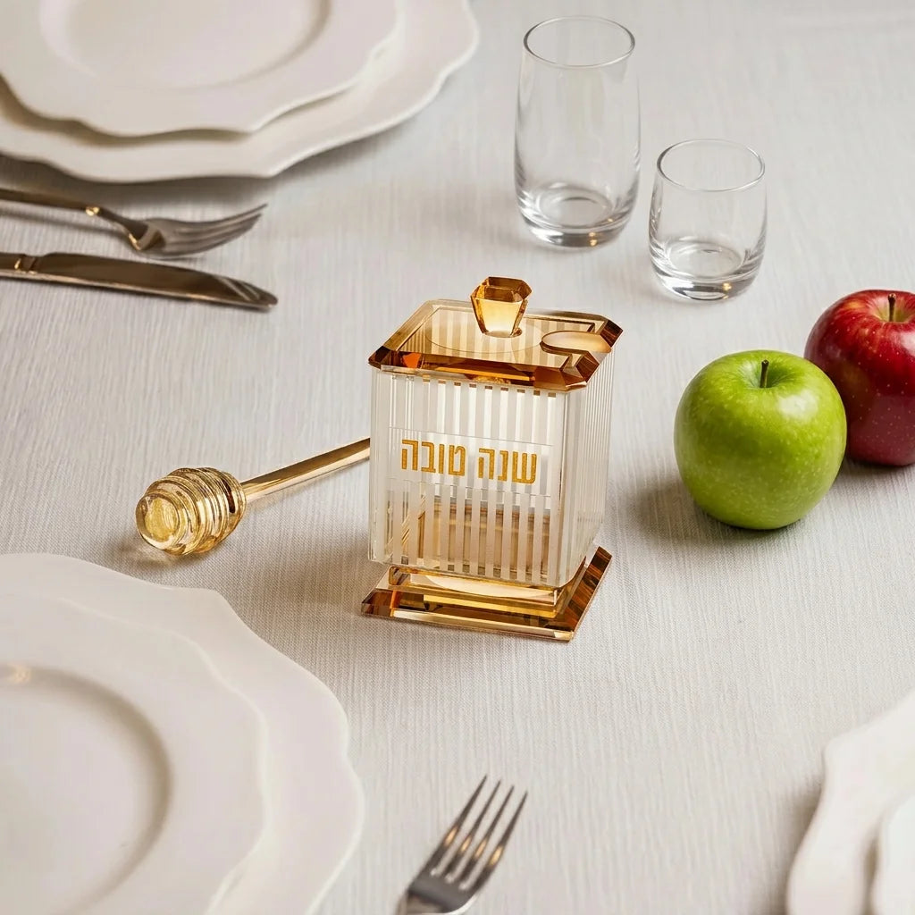 Crystal Honey Dish 10x6.5 cm - Gold