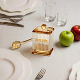 Crystal Honey Dish 10x6.5 cm - Gold