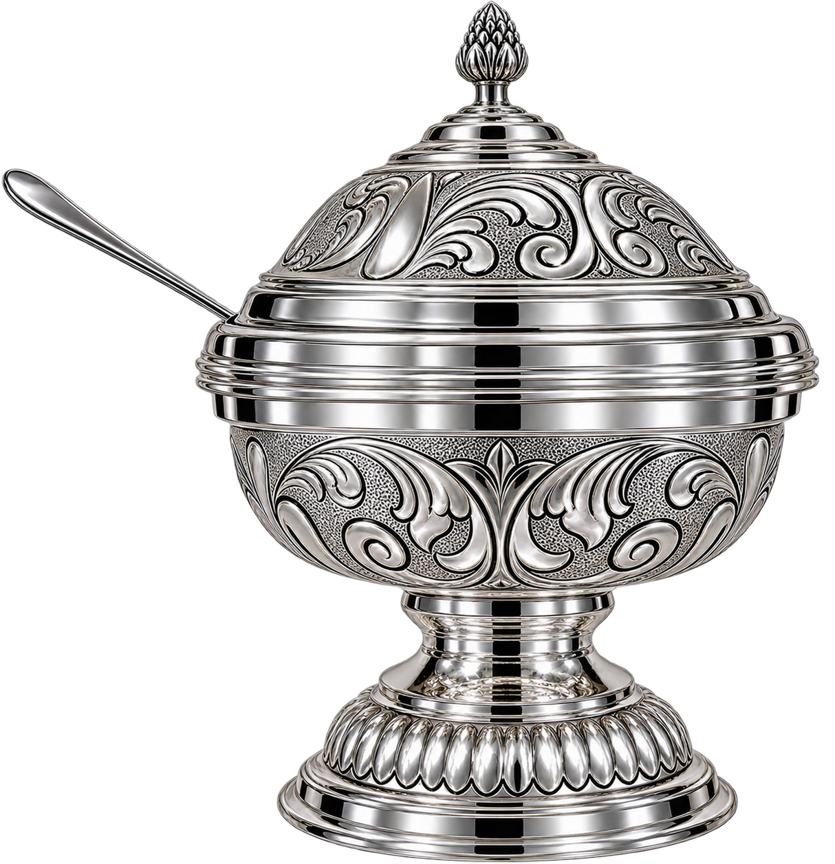 Regency Crown Silver-Dipped Honey Dish with Lid & Spoon