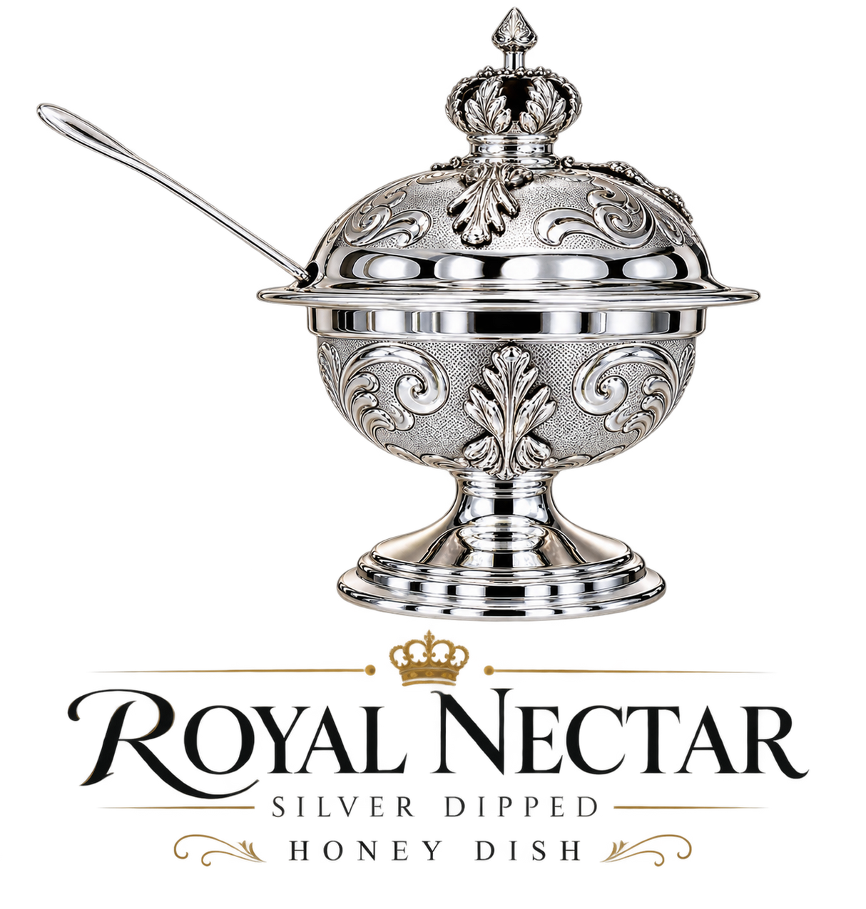 Crown Silver-Dipped Honey Dish