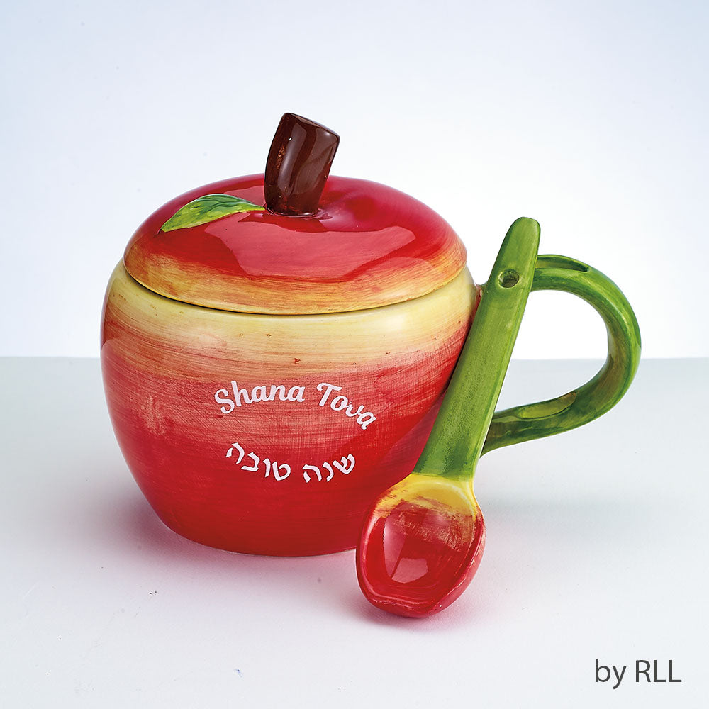 Ceramic Apple Honey Dish With Spoon