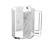 Hexagonal White Marble Pattern Acrylic Netilat Yadayim Washing Cup – Modern Lucite Wash Cup with Dual Handles