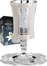 Marble & Silver Plated Kiddush Cup & Tray