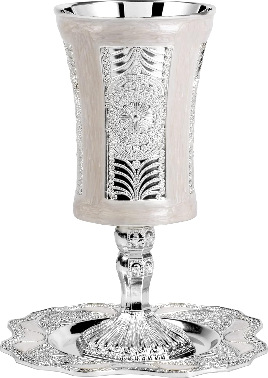 Marble & Silver Plated Kiddush Cup & Tray