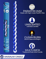 Havdalah Candle Round Blue and White 12cm