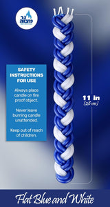 Ner Mitzvah Havdalah Braided Candle - Blue and White Paraffin Wax